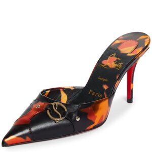 Christian Louboutin CL IN 90s MULE 80 Fire Leather Sandals Heels Shoes